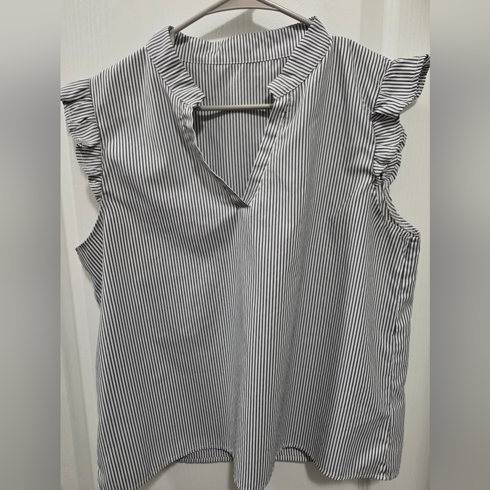 Striped Ruffle Sleeve Top